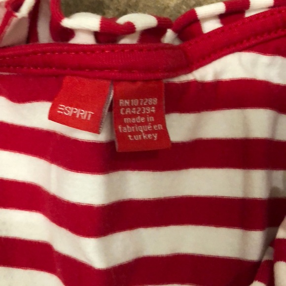 Esprit Red & white striped ruffled tank top - Picture 2 of 3